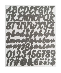 Naklejki z brokat Litery cyfry znaki czarne 83szt - Dalprint dpCraft