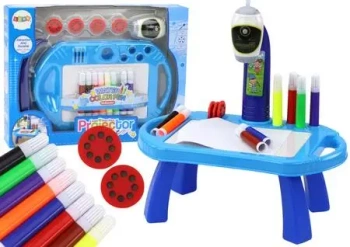 Stolik do rysowania z rzutnikiem niebieski - Leantoys