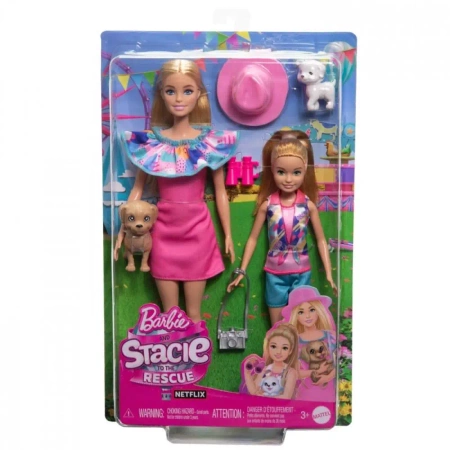 Zestaw lalek Barbie i Stacie z pieskami - Mattel
