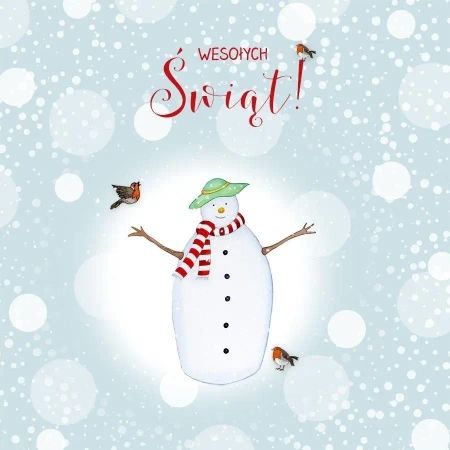 Karnet Swarovski kwadrat CL3508_PO Święta Bałwan - Clear Creations