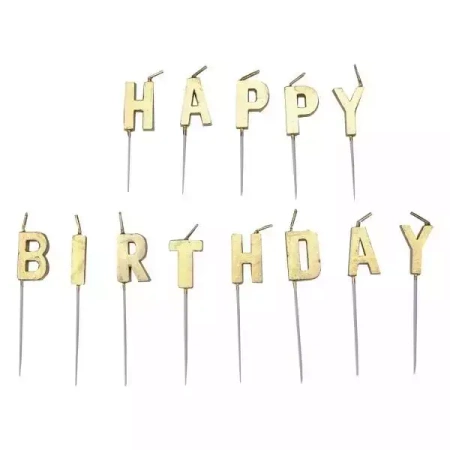 Zestaw świeczek "happy birthday" złote