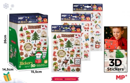 Naklejki świąteczne Boże Narodzenie 3D MIX - MP Main Paper