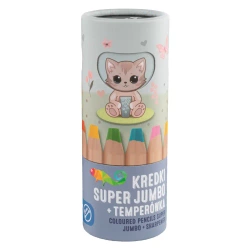 Kredki super jumbo 8 kolorów +temperówka Kidea - DERFORM