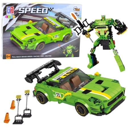 Klocki konstrukcyjne Auto z napędem Robot 2w1 352e - Leantoys