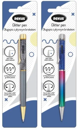 Długopis z płynnym brokatem blister - Beniamin