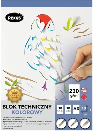 Blok techniczny A3/10K kolorowy Premium - Beniamin