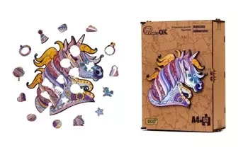Puzzle drewniane eko 63 Bajeczny jednorożec A4 - PuzzleOK