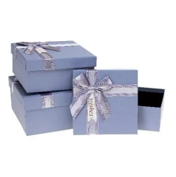 Pudełko prezentowe z kokardą 3szt nieb ROZETTE