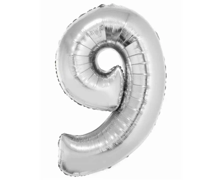 Balon foliowy Smart cyfra 9 srebrny 76cm - Godan