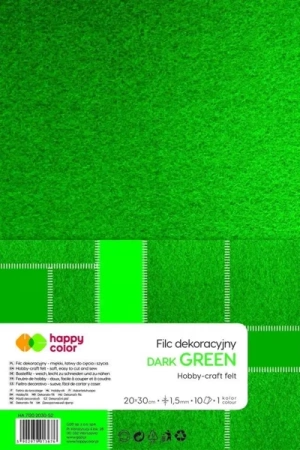 Filc dekoracyjny ciemnozielony 10szt HAPPY COLOR - GDD