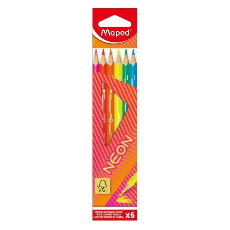 Kredki trójkątne neon 6 kolorów MAPED