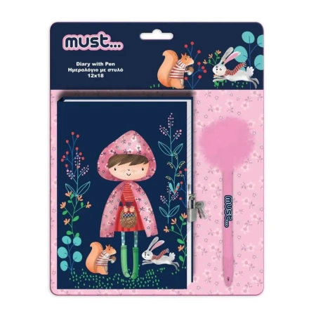 Pamiętnik+długopis z pomponem Czerwony Kapturek - Diakakis