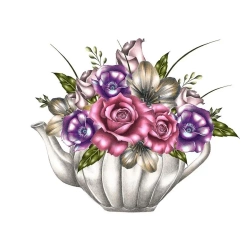 Karnet Swarovski kwadrat CL0329 Kwiaty w imbryku - Clear Creations