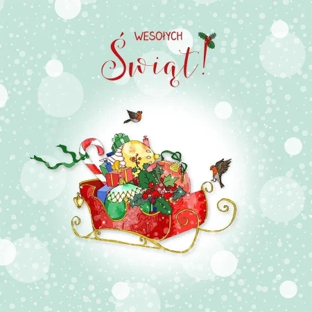 Karnet Swarovski kwadrat CL3507_PO Święta Sanie - Clear Creations