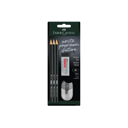 Zestaw exam 3 ołówki 1111 hb + gumka dust free + temperówka blister faber-castell