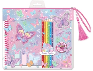 Notatnik na spirali z kredkami Motylki - Hot Focus