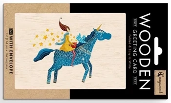 Karnet drewniany C6 + koperta Jednorożec - Cozywood