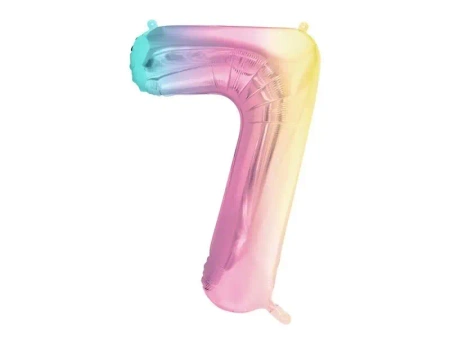 Balon foliowy 7 pastelowy tęczowy 86cm - PartyDeco