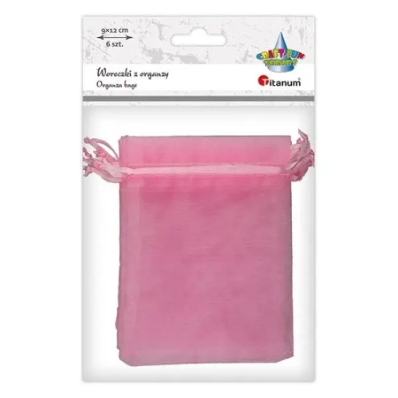 Woreczki z organzy różowe 9x12cm 6szt - Titanum