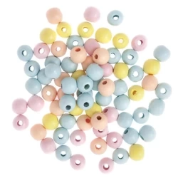 Koraliki drewniane kulki pastelowe 12mm 40g - Dalprint
