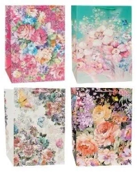 Torebka ozdobna 28x42x28cm szerokie dno mix - Rozette