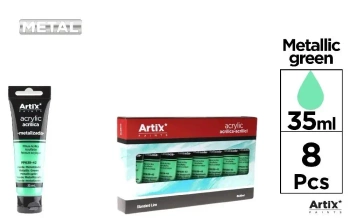 Farba akrylowa 35ml zielona metaliczna (8szt) - Artix