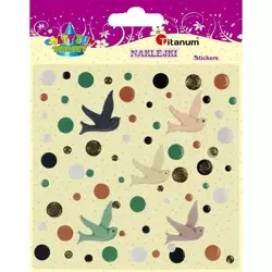 Naklejki żywica 3D ptaszki 5szt + kółka mix 60szt - Titanum