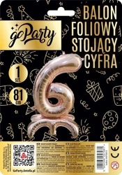 Balon foliowy stojący 6 rose gold 81cm - GoParty