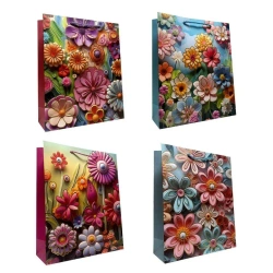 Torebka prezentowa uniwersalna L Kwiaty metal mix - Ju-Piter