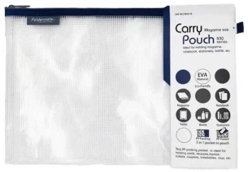 Torebka na zamek A4 35x24cm Mesh Eva niebieska - Foldermate