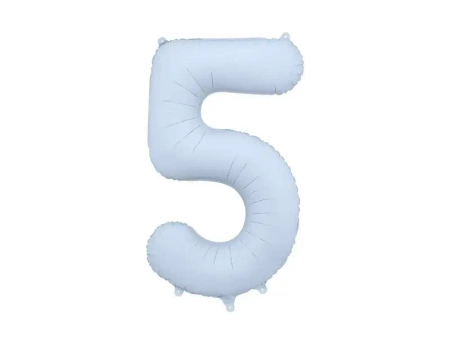 Balon foliowy cyfra 5 86cm mglisty niebieski - PartyDeco