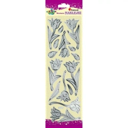 Naklejki foliowe kwiaty przezroczysto-srebrne - Titanum