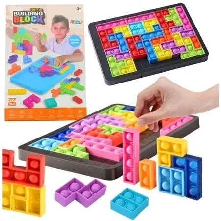 Gra Tetris Pop-It Układanka Puzzle 3w1 27el - Leantoys