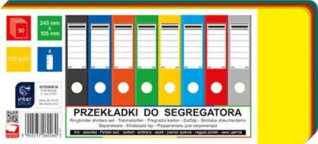 Przekładki do segregatora 240x105mm 50 mix - INTERDRUK