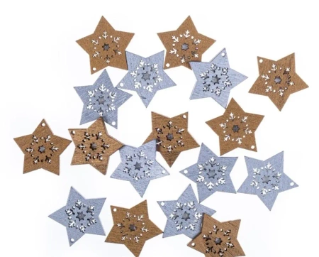 Kryształy z drewna samoprzylepne gwiazdki 16szt - Dalprint dpCraft