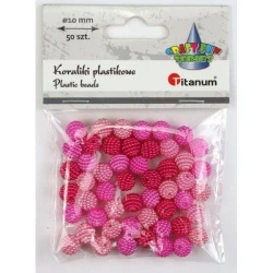 Koraliki plastikowe 10mm różowe 50szt - Titanum