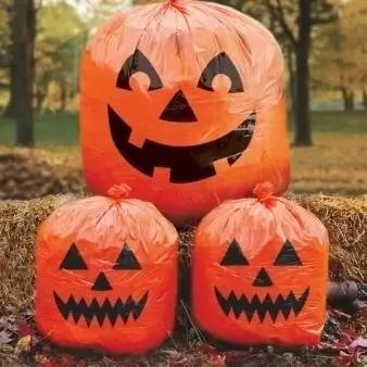 Torebki dekoracyjne Pumpkin plastik 3szt - Amscan