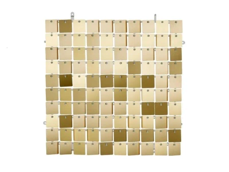 Panel cekinowy kwadraty jasny złoty 30x30cm - PartyDeco