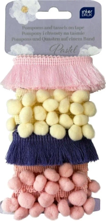 Zestaw pomponów na taśmie 4x0,7m Pastel - INTERDRUK