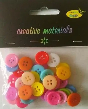 Guziki pastelowe kolorowe 15mm 12g ok.40szt - Galeria Hobby