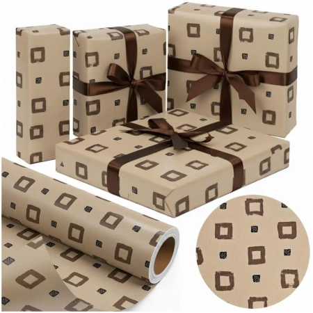 Papier ozdobny Kraftowe Kwadraty X-Strong 38cmx20m - PaperHit