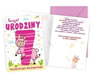 Karnet B6 Urodziny 7 lama - Kukartka