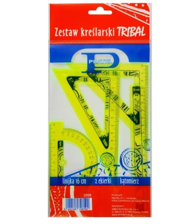 Zestaw kreślarski z nadrukiem i linijką 16cmPRATEL - Pratel