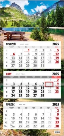 Kalendarz 2026 trójdzielny płaska główka ławka - Sapt