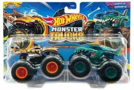 Hot Wheels Monster Trucks Pojazd 1:64 + Autko - Mattel