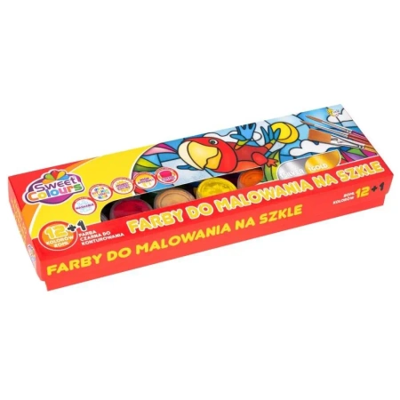 Farby do malowania na szkle 12 kol + 1 konturówka - Sweet colours