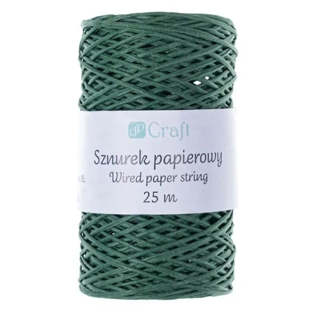 Sznurek papierowy z drucikiem zielony 25 m - dp Craft