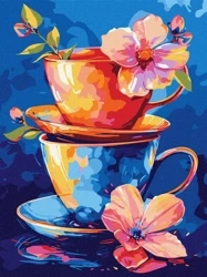 Malowanie po numerach - Filiżanki 30x40cm - Ideyka