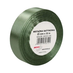 Wstążka satynowa khaki 25mm x 32m - Brewis