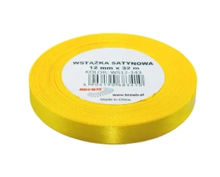Wstążka satynowa żółta 12mmx32m - Brewis